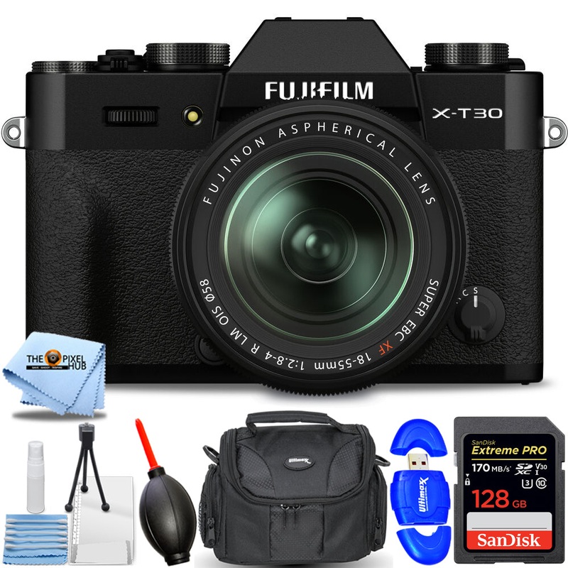 FUJIFILM X-T30 II Mirrorless Camera and 18-55mm Lens Black – 7PC Accessory Kit