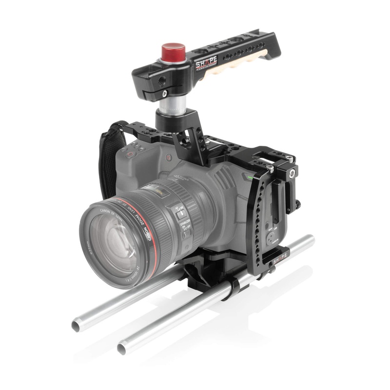 Cage pour Blackmagic Pocket Cinema Camera 4K (BMPCC4K) avec systme de rod blocs 15 mm  C4KROD