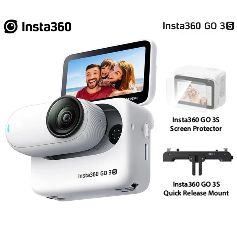 Insta360 GO 3S (128GB) Standard Artic White + Screen Protector + Quick Release Mount