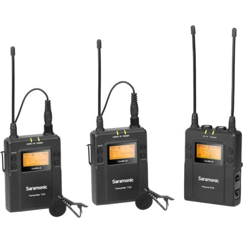 Saramonic UwMic9 2-Person Camera-Mount Wireless Omni Lavalier Microphone System (514 to 596 MHz) KIT 2 (TX9+TX9+RX9)