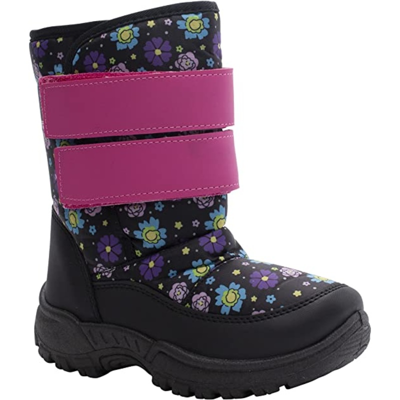 AQUAKIX Black Floral Print Snow Boots (T6)