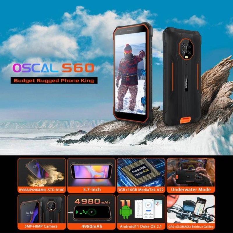 Blackview OSCAL S60 Rugged Phone 3GB+16GB Black