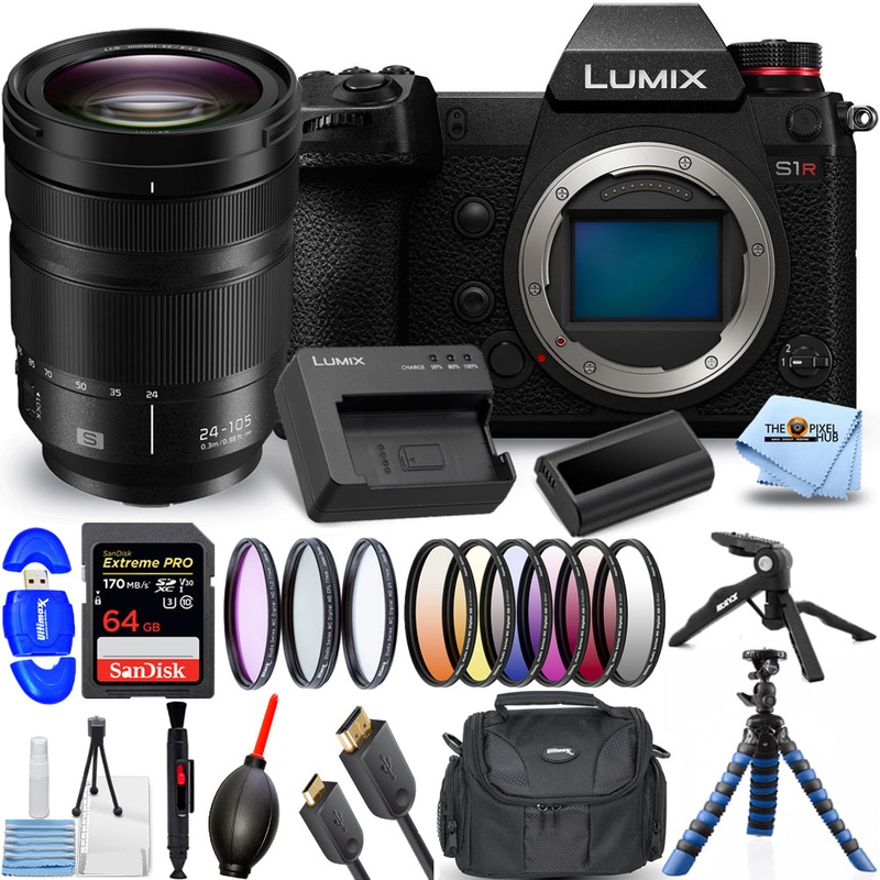 Panasonic Lumix DC-S1R Mirrorless Camera with 24-105mm Lens – Filter Kit Bundle
