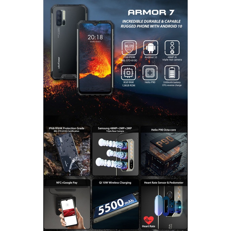 Ulefone Armor 7 Rugged Phone 8+128GB Black