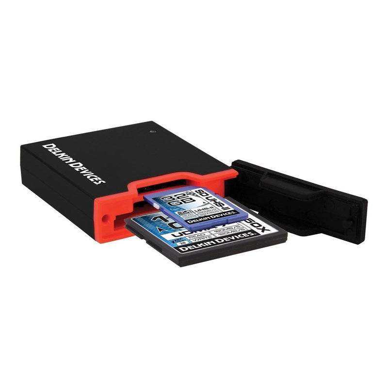 Delkin USB 3.0 Dual Slot SD UHS-II and CF Memory Card Reader – Black