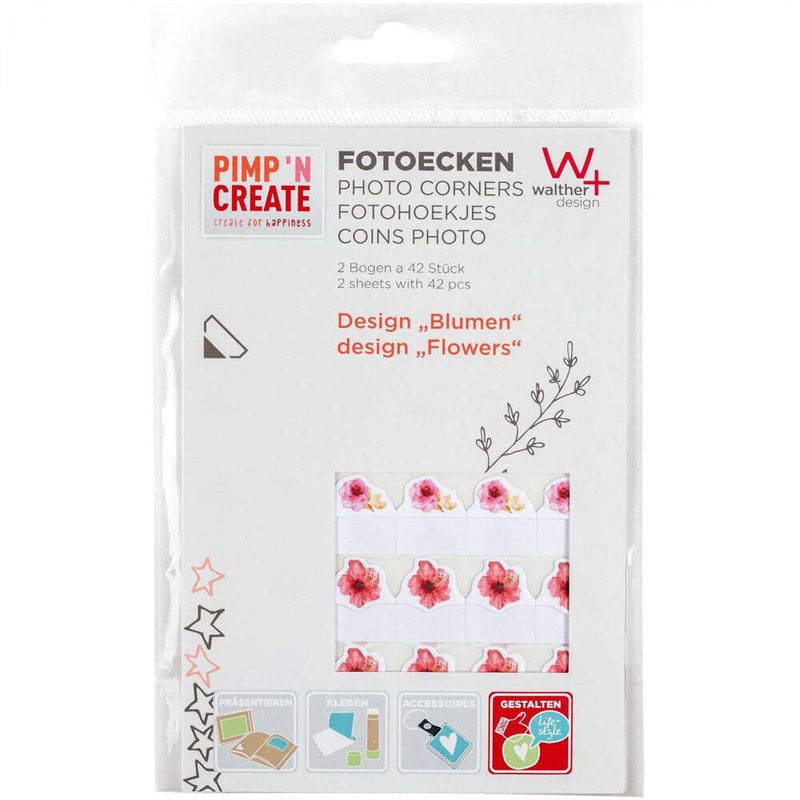 Walther Design Pimp & Create Photo Corners – Flowers | Self-adhesive | Acid Free | Archival Quality