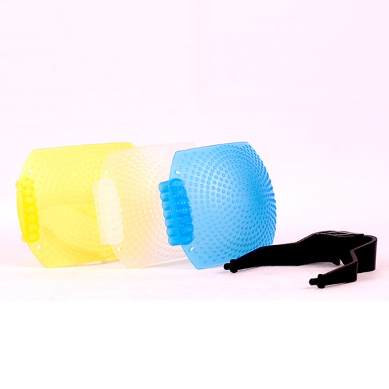 JJC In Built/ Pop-Up Flash Diffuser – 3 Colour set Blue, White & Yellow