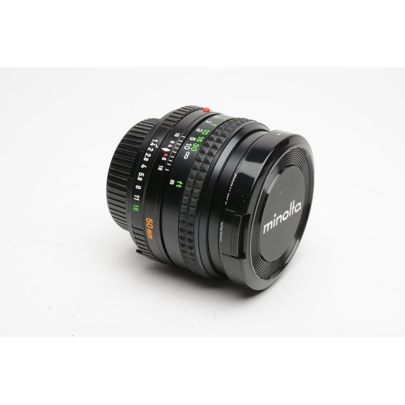 Minolta MD Rokkor-X 50mm f1.4 prime lens w/caps, 1A, clean and sharp!