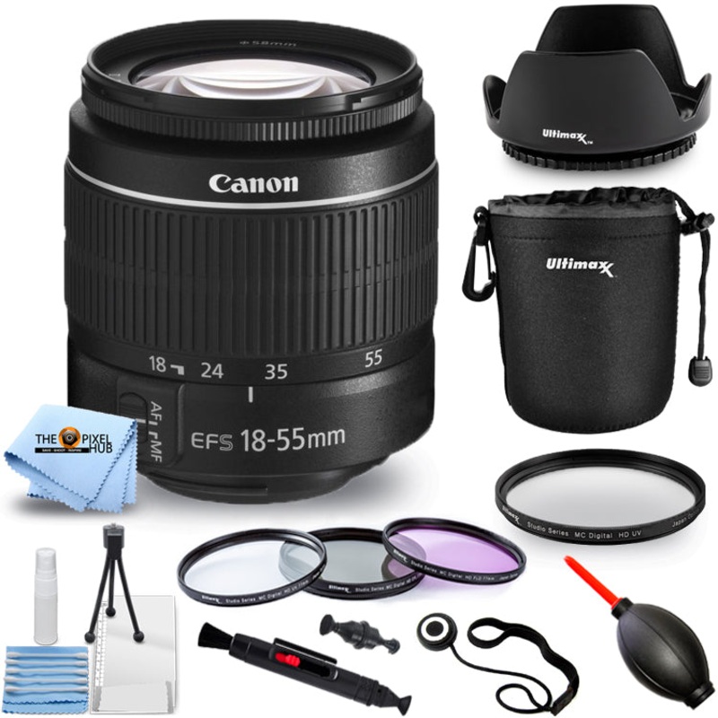 Canon EF-S 18-55mm f/3.5-5.6 III Zoom Lens Filter Kit Bundle – New in White Box
