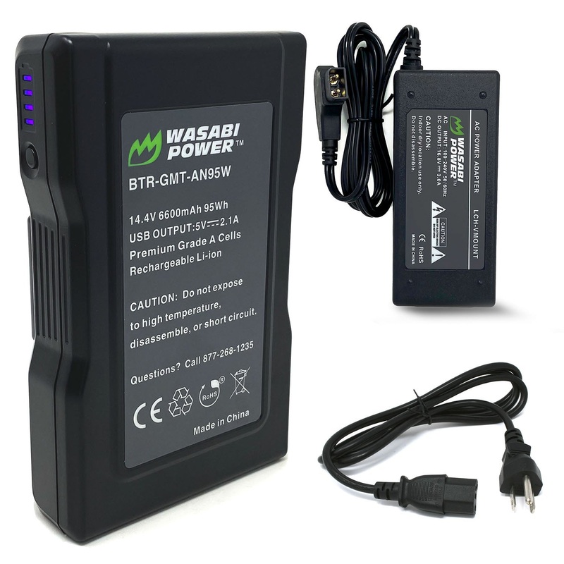Gold Mount Battery (14.4V, 6600mAh, 95Wh) and Gold Mount Battery Charger with D-Tap by Wasabi Power