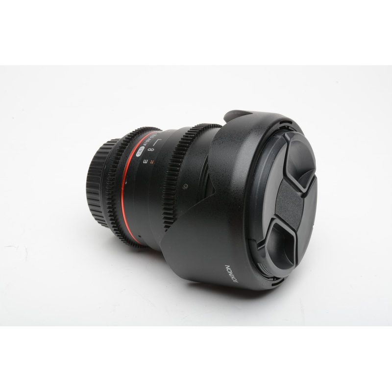Rokinon 24mm T1.5 ED AS IF UMC Canon EF lens w/caps, hood, Clean!