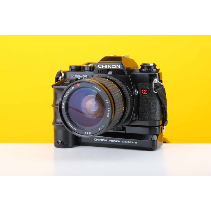 Chinon CE-5 35mm Film Camera with Tokina RMC 28-70mm f4 Lens an Chinon Power Winder S