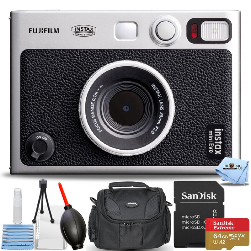 FUJIFILM INSTAX MINI EVO Hybrid Instant Camera 16745183 – 6PC Accessory Bundle
