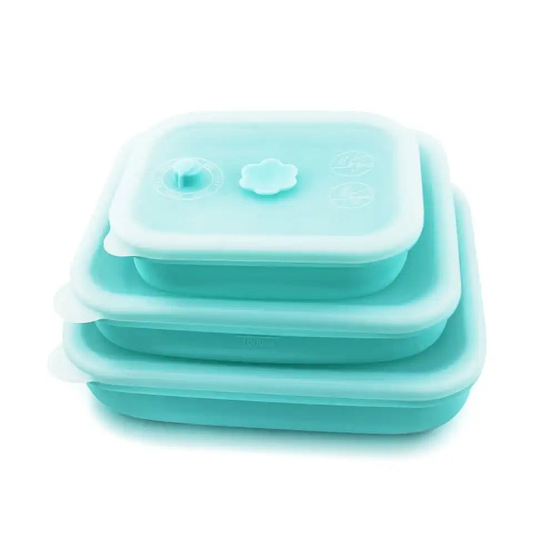 Silicone Food Storage Container with Airtight Lid | Set of 3 Turquoise