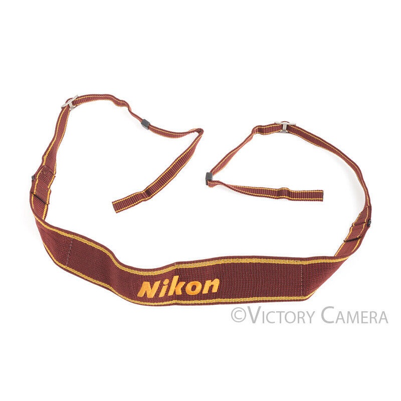 Nikon Genuine AN-6W Maroon / Yellow Camera Neck Strap w/ Engraved Metal for F4 [EXC]
