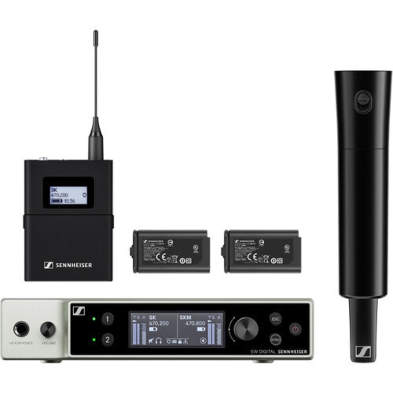 Sennheiser EW-DX SK/ SKM-S BASE SET Dual-Channel Digital Wireless System with Bodypack & Handheld Transmitters, No Mics (R1-9: 520 to 607 MHz)