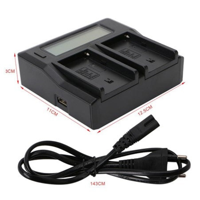 GPB Dual Charger with LCD Display for Sony NP-F550, NP-F750 & NP-F970 Batteries