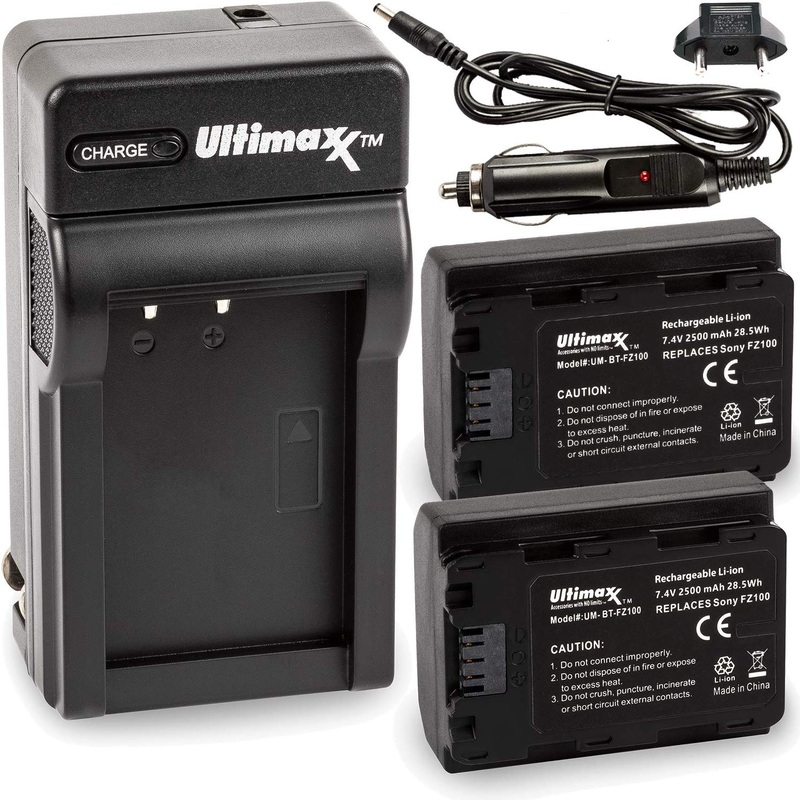 ULTIMAXX Travel Charger + 2x Replacement Batteries for Sony FZ100 – 2500 mah