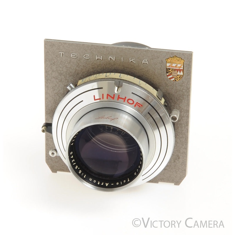 Linhof Schneider 240mm f5.5 Tele-Arton 4×5 Lens in Compur Shutter w/ Board [EX+]