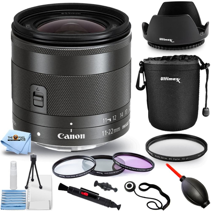 Canon EF-M 11-22mm f/4-5.6 IS STM Lens 7568B002 – 10PC Accessory Bundle