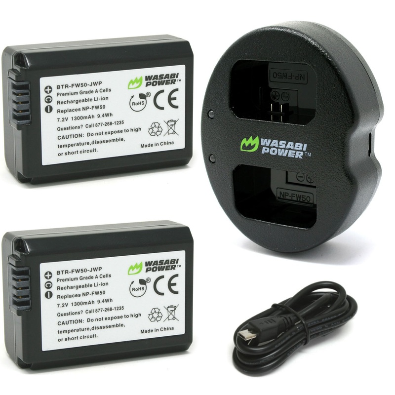 Sony NP-FW50 Battery (2-Pack) and Dual Charger by Wasabi Power