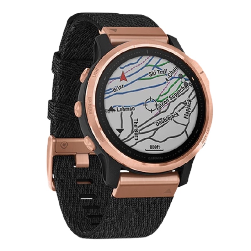 Garmin Fenix 6S Multisport GPS Smartwatch 42mm Sapphire Rose Gold-tone with Heathered Black Nylon Band