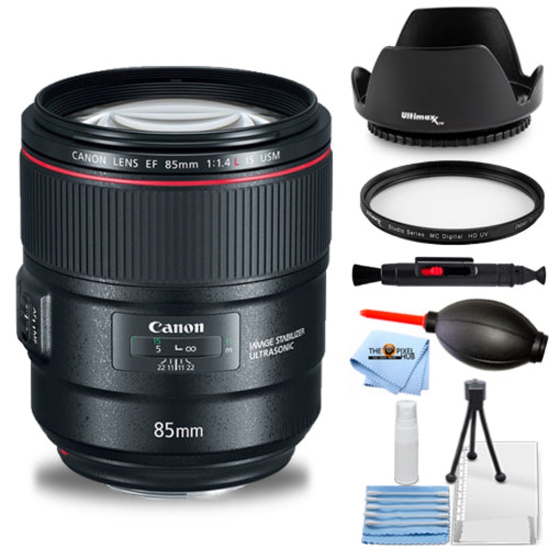 Canon EF 85mm f/1.4L IS USM Lens 2271C002 – Essential Accessory Bundle