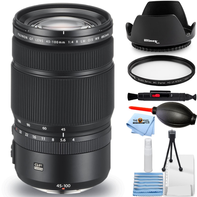 FUJIFILM GF 45-100mm f/4 R LM OIS WR Lens 600021497 – 7PC Accessory Bundle