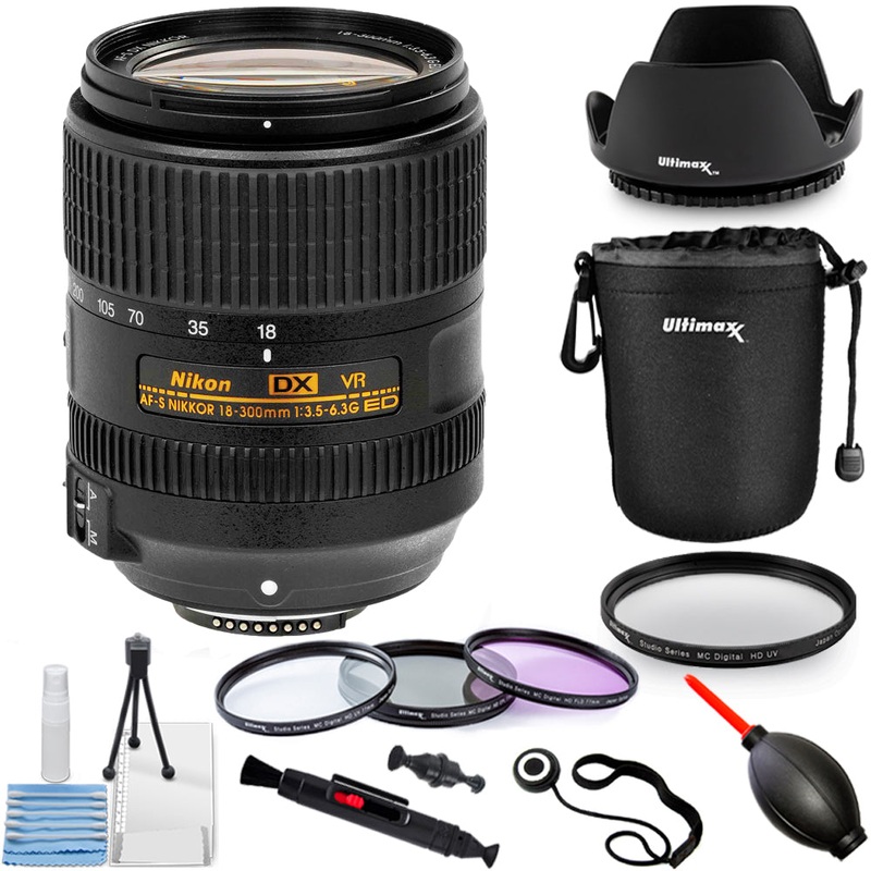 Hover to zoomNikon AF-S DX NIKKOR 18-300mm ED VR Lens + Filter Kit + Lens Pouch Bundle