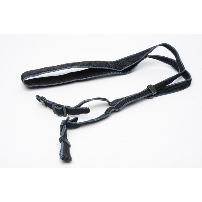 Mamiya 1.5″ camera strap, blue/black fabric, genuine Mamiya