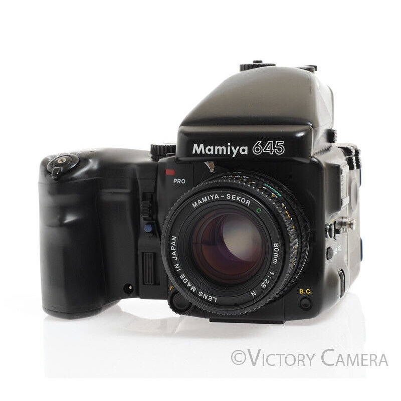Mamiya 645 Pro Camera AE Metered Prism FE401 w/ 80mm N Lens & Winder  [EXC+]